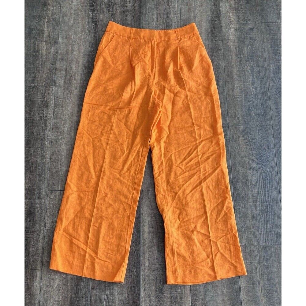 Loft Womens Size 4 Orange Trouser Stretch Linen Blend